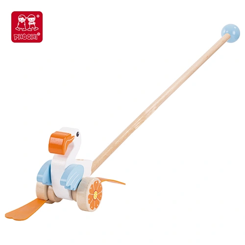 New arrival animal kids learning walker baby wooden hand push along toy for toddler 1+