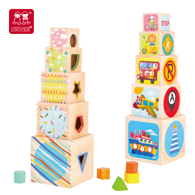 Wooden Vehicle Stacking Cubes