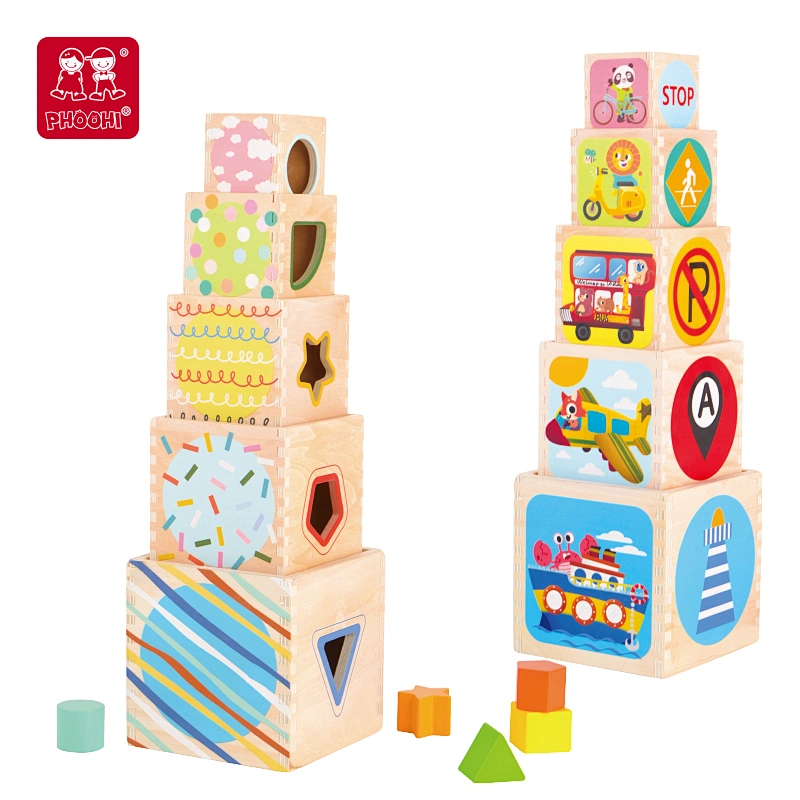 Wooden Vehicle Stacking Cubes