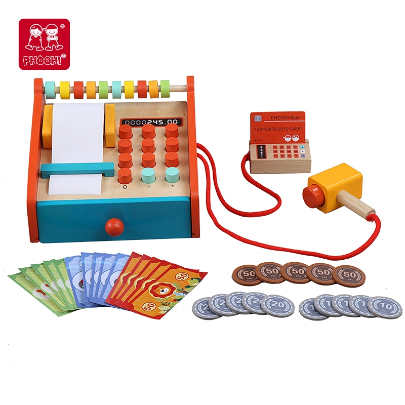 Wooden kids cash register