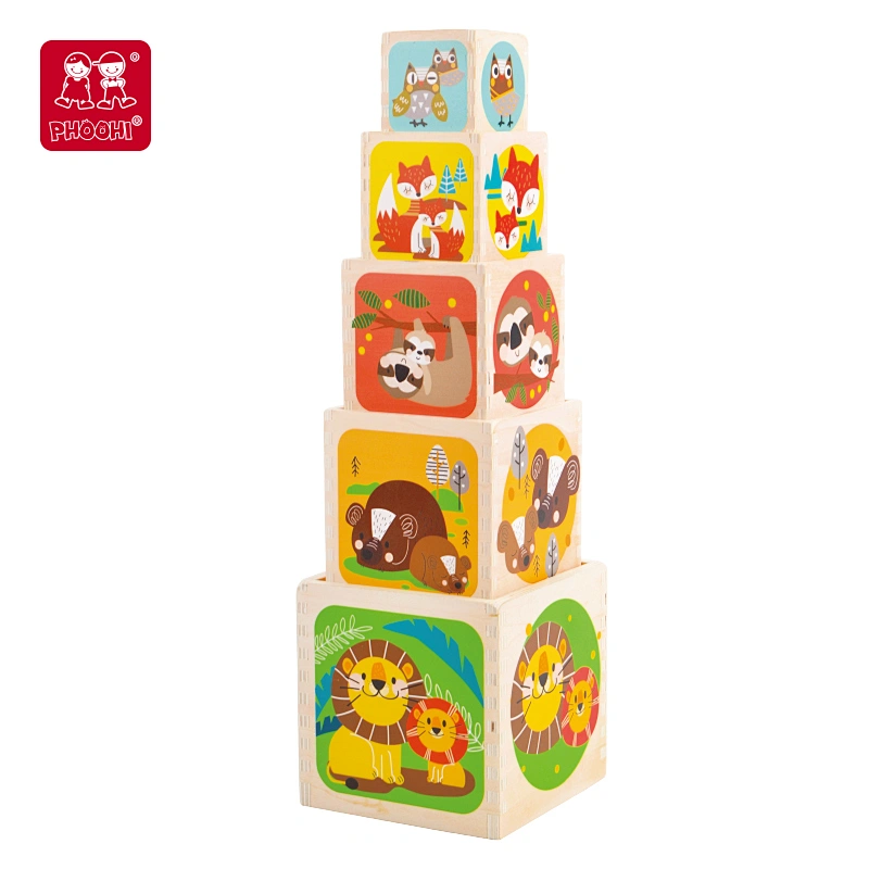 Wooden Animal Stacking Cubes