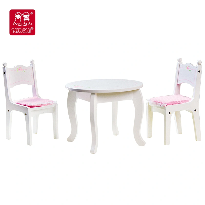 Doll Round Table and Chairs Set with Pad