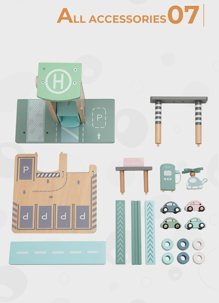 wooden parking lot toy set