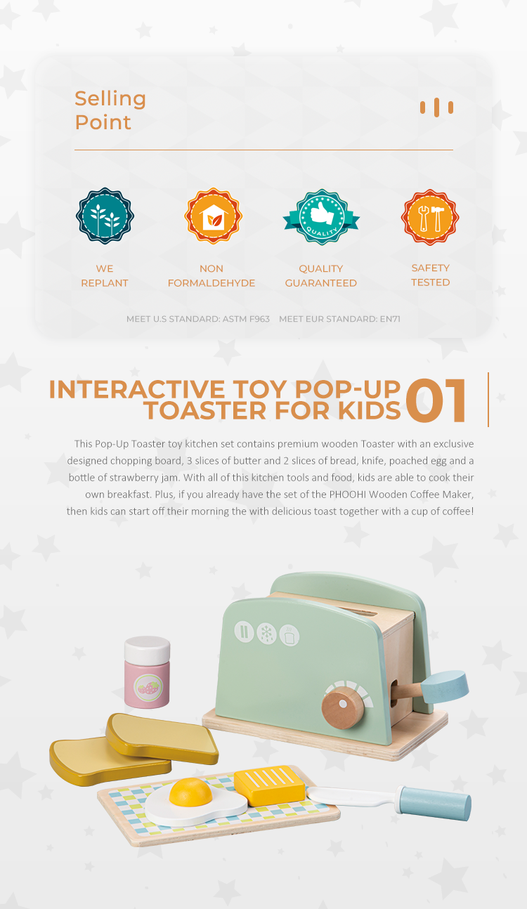 Kids wooden toaster set