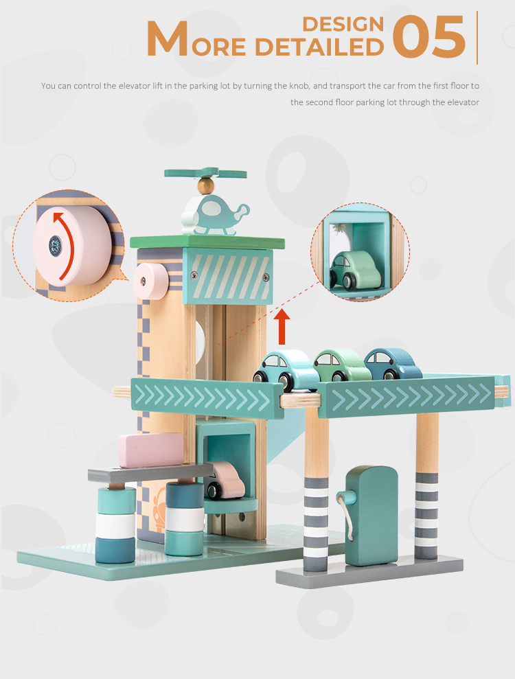 wooden parking lot toy set