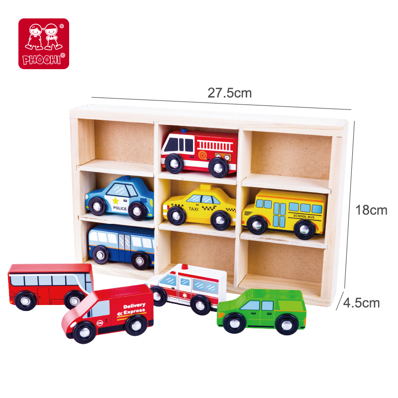 kids wooden car set toys