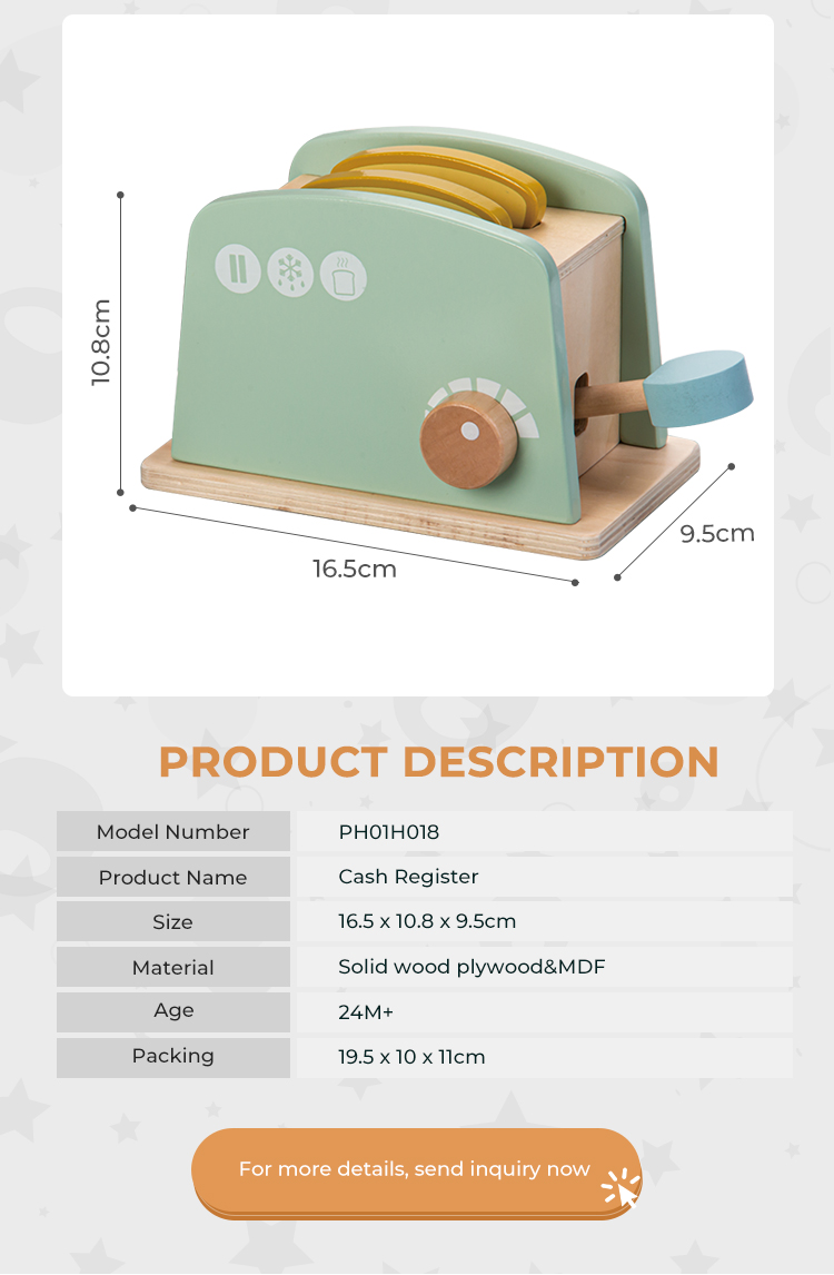 Kids wooden toaster set