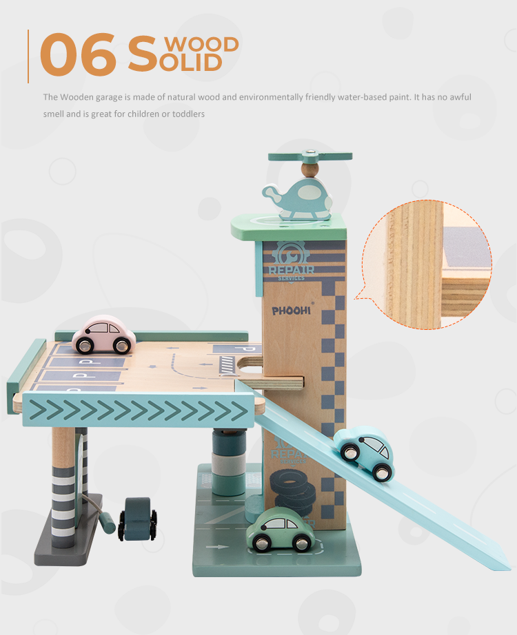 wooden parking lot toy set