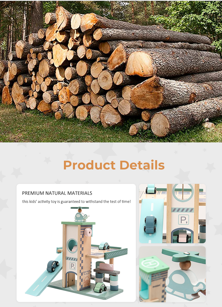 wooden parking lot toy set