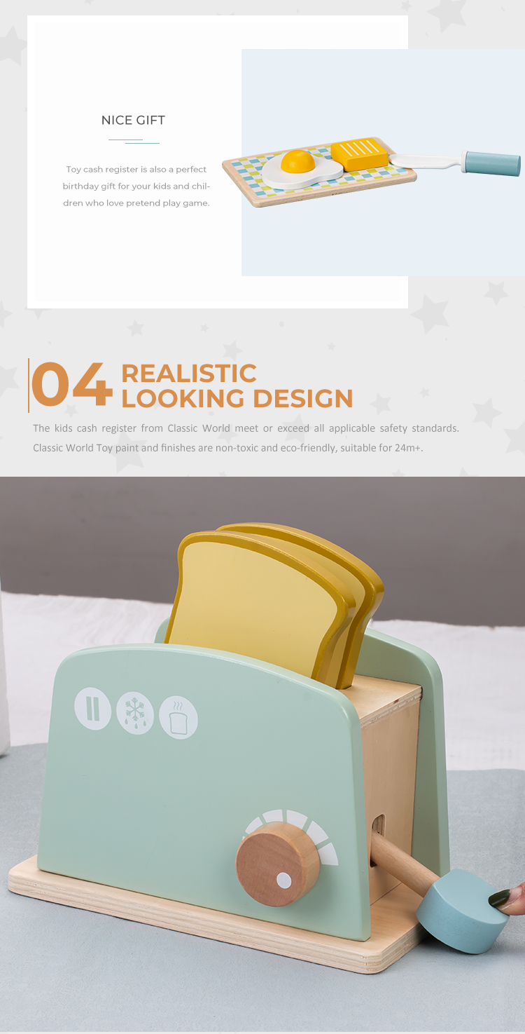 phoohi Kids wooden toaster set