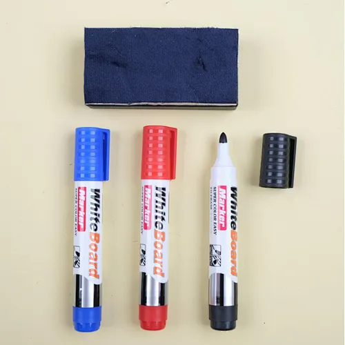 3 White board markers and a board wiper