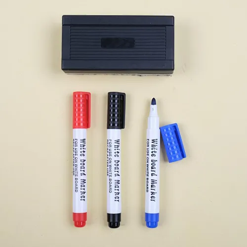 3 White board markers and a board wiper