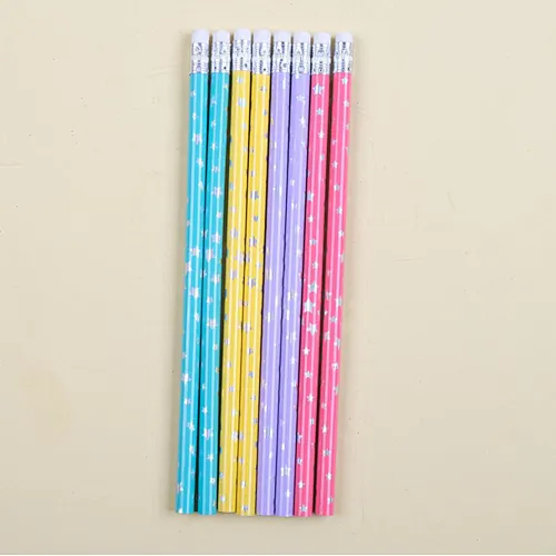 Silver star pencils with eraser top