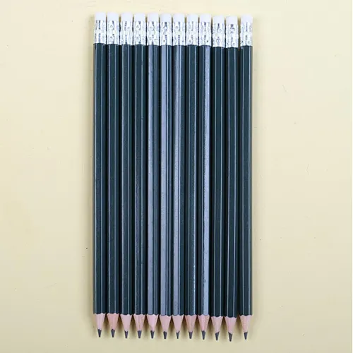 Hexagonal pencils with eraser top