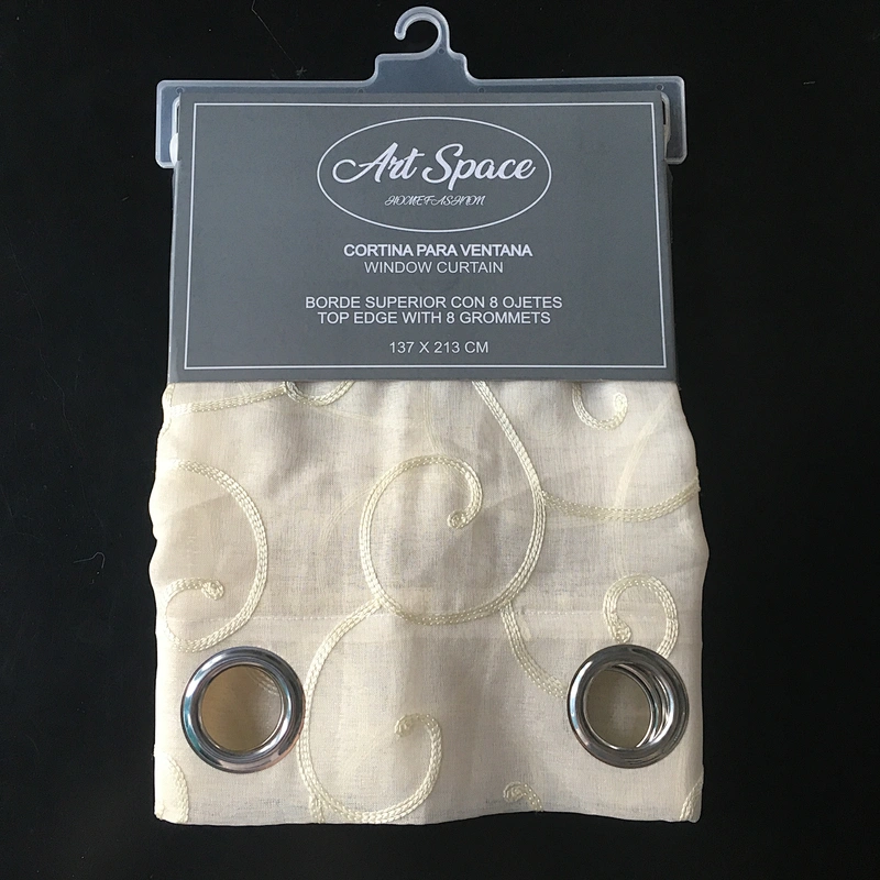 Western style decorative linen looked window sheer curtain with shinny