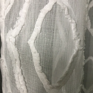 100% polyester sheer curtain with classic white pattern in stock
