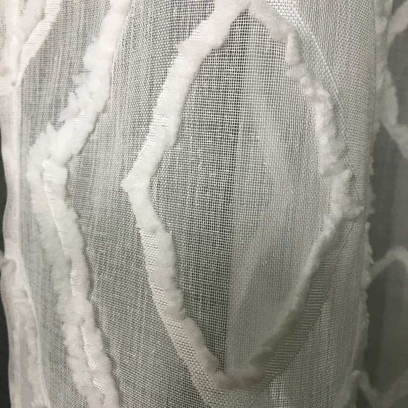 100% polyester sheer curtain with classic white pattern in stock