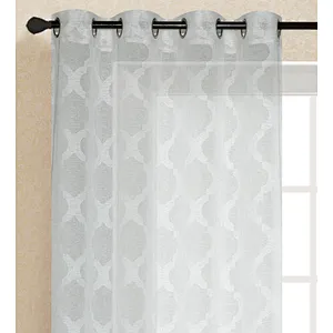 well designed fashion white flax curtain  sheer flower patten curtains from china