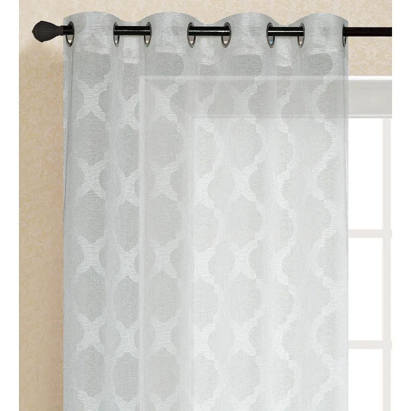 well designed fashion white flax curtain  sheer flower patten curtains from china