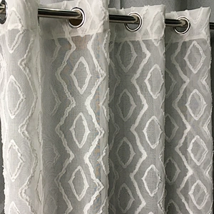 100% polyester sheer curtain with classic white pattern in stock