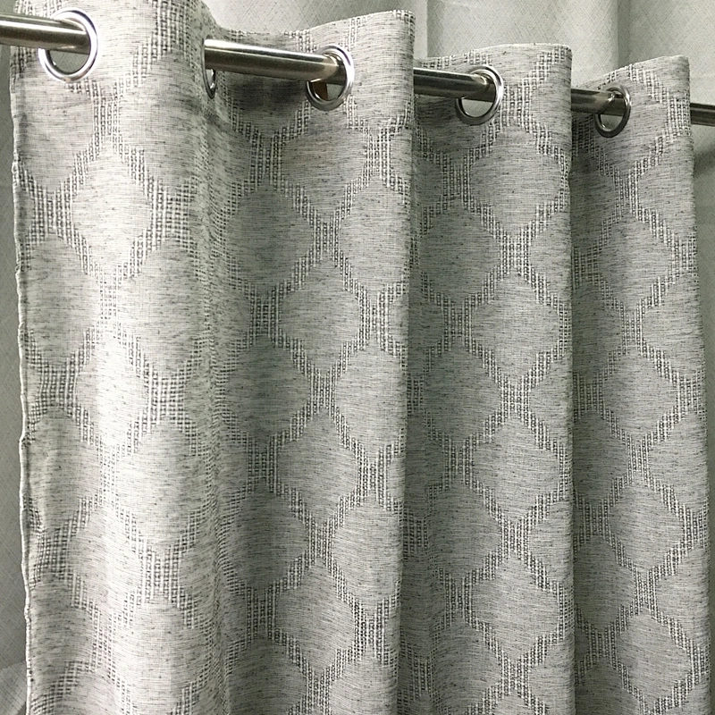 the geometric design linen looked 100%polyester hot selling sheer curtain