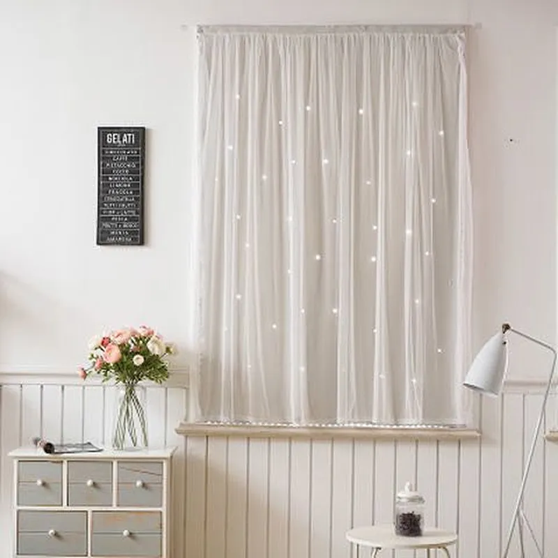 100% Polyester fabric  kids curtains hollow out curtain in stock
