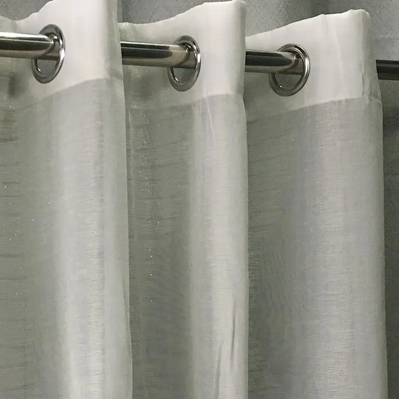 Customized home hotel polyester  white sheer fabric curtains smoke curtains with fancy design