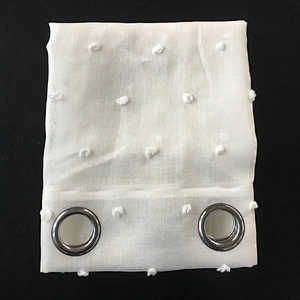 white pattern Pompom  grommets sheer curtain for bedroom from china
