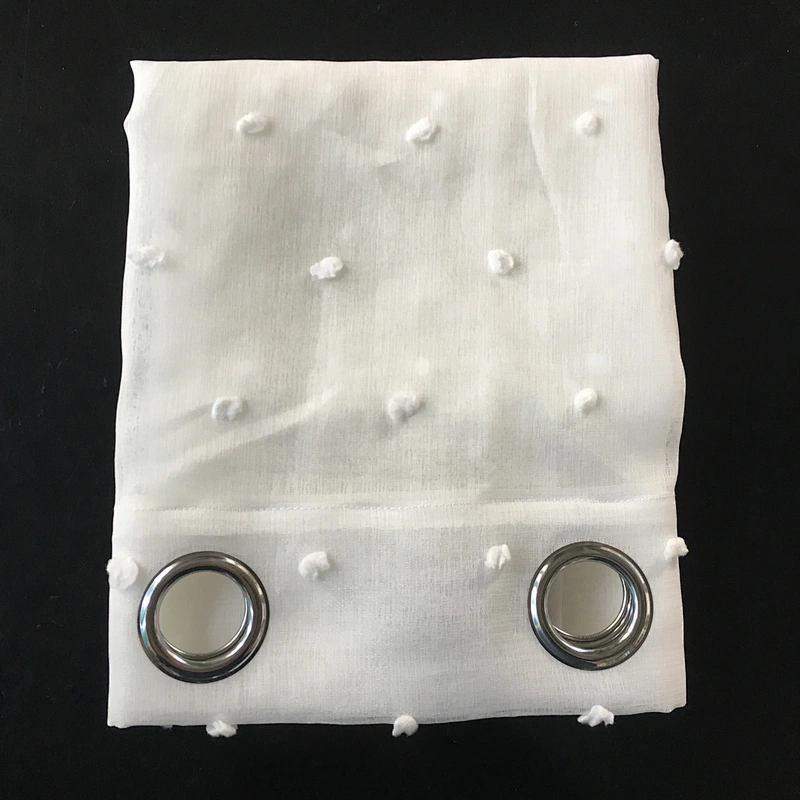 white pattern Pompom  grommets sheer curtain for bedroom from china
