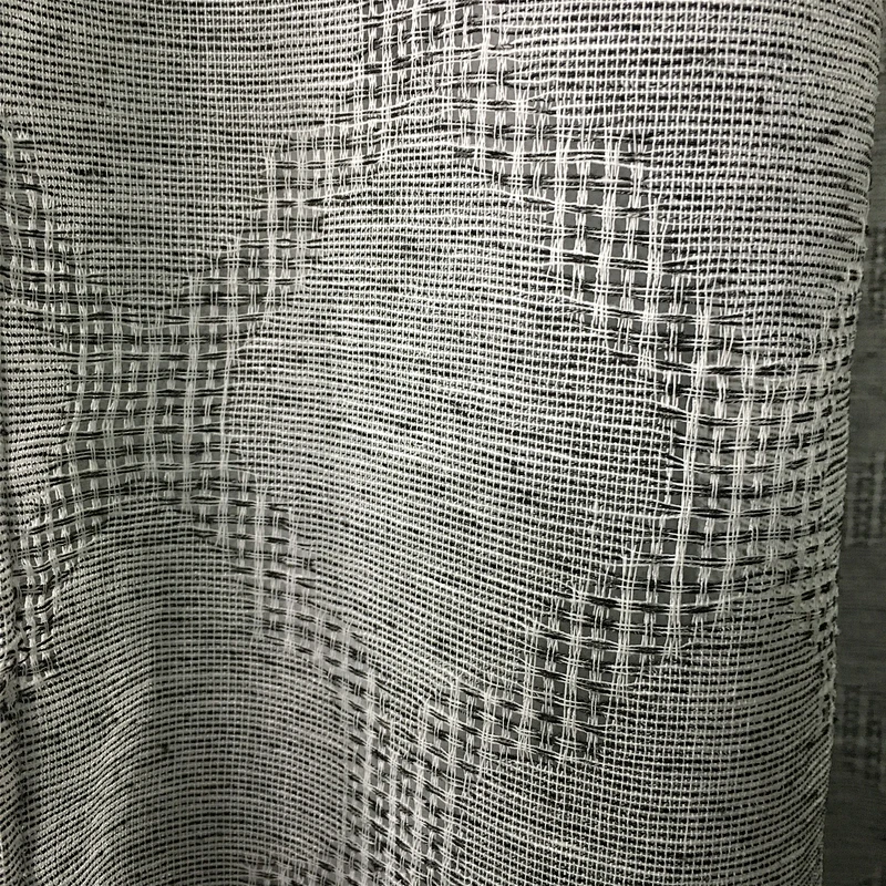 the geometric design linen looked 100%polyester hot selling sheer curtain