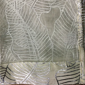 china supply european dolly sheer window leaves silver foil printing pattern sheer curtain