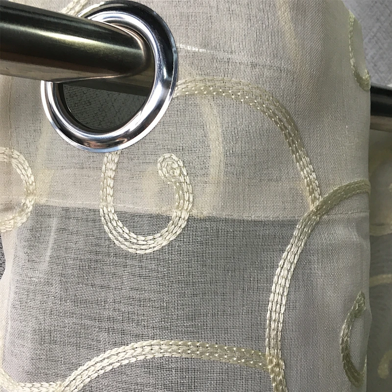 Western style decorative linen looked window sheer curtain with shinny
