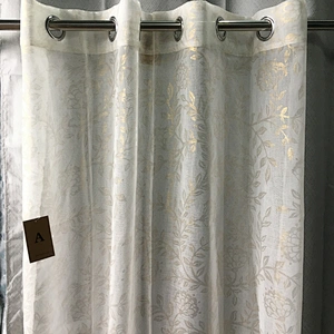 European style  balcony window dolly fabric finished product sheer curtain panel for bedroom foil print