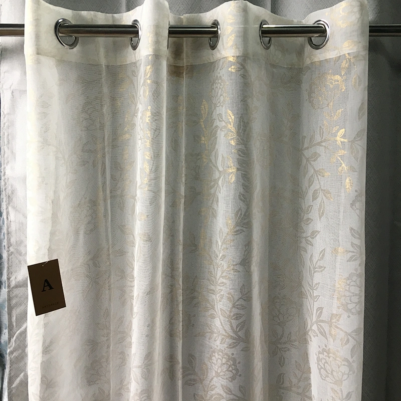 European style  balcony window dolly fabric finished product sheer curtain panel for bedroom foil print