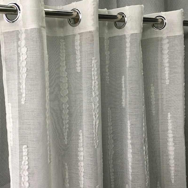 Beautiful Christmas Curtain Grommet Top Linen Tulle Sheer Stitch Curtain For Hotel