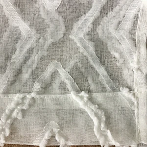 100% polyester sheer curtain with classic white pattern in stock