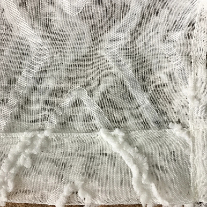 100% polyester sheer curtain with classic white pattern in stock