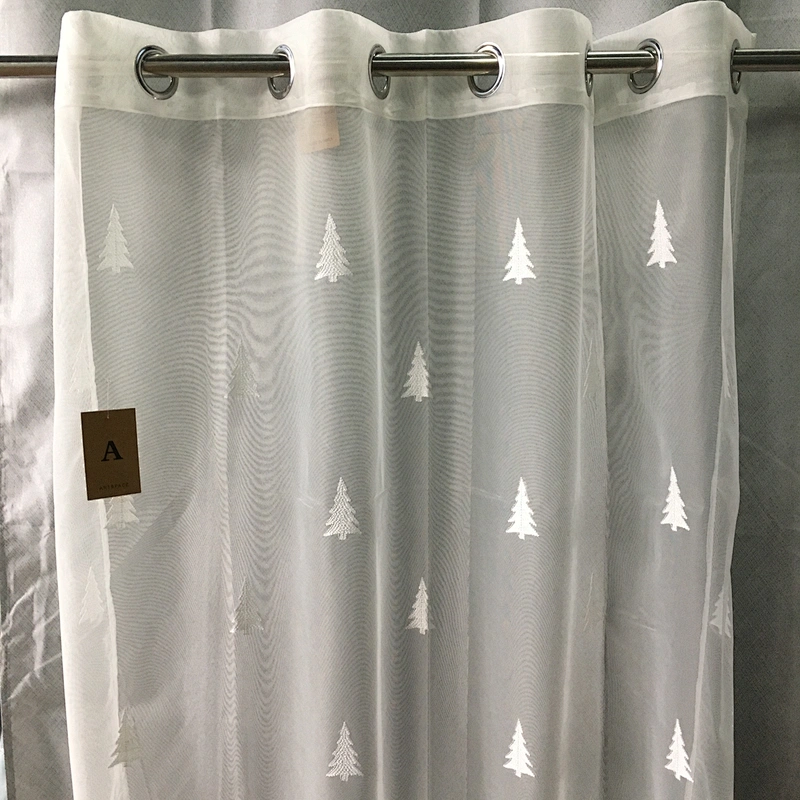 best selling tulle breathable  natural sheer white tree pattern  curtains for bed room