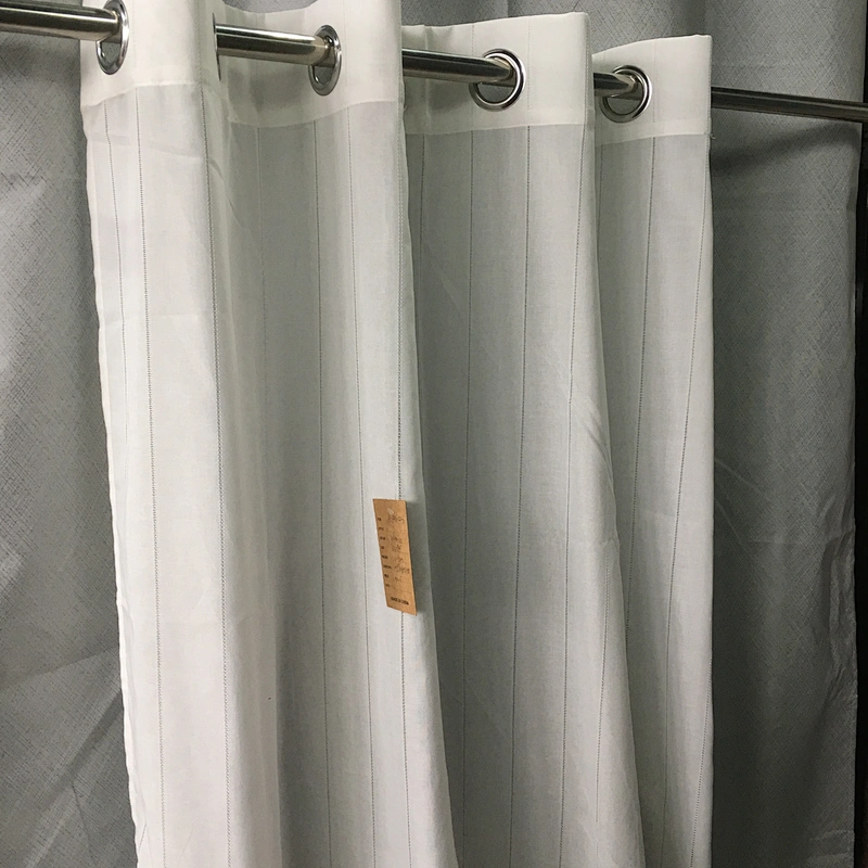 elegant style stripe linen looked polyester grommets window sheer  curtains