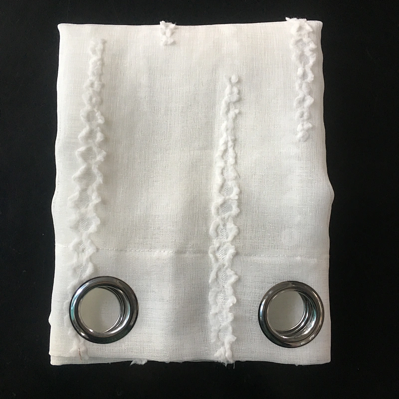 Beautiful Christmas Curtain Grommet Top Linen Tulle Sheer Stitch Curtain For Hotel