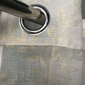 European style  balcony window dolly fabric finished product sheer curtain panel for bedroom foil print