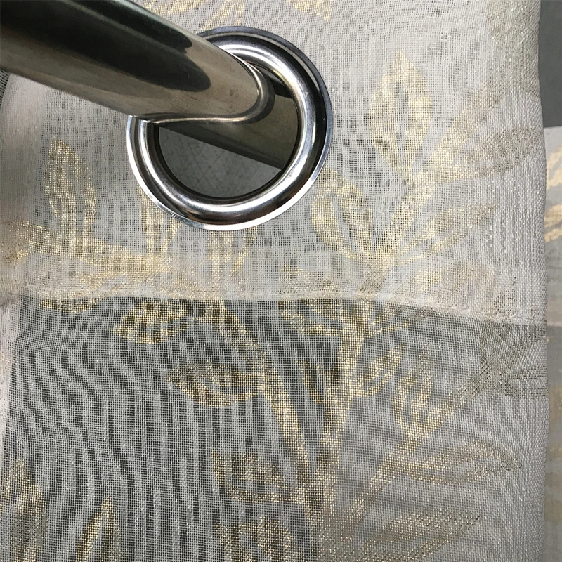 European style  balcony window dolly fabric finished product sheer curtain panel for bedroom foil print