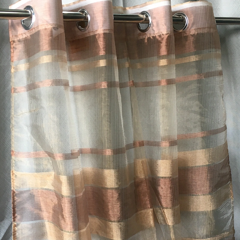 Polyester textile stripe organza fabric for decoration curtain decoration textile home hot sell good price