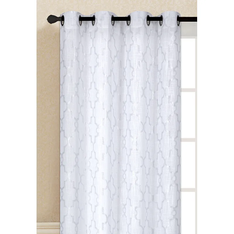 Wholesale cheap ready made burlap curtain sheer curtain for living room