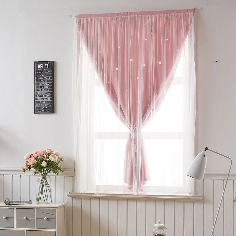 100% Polyester fabric  kids curtains hollow out curtain in stock