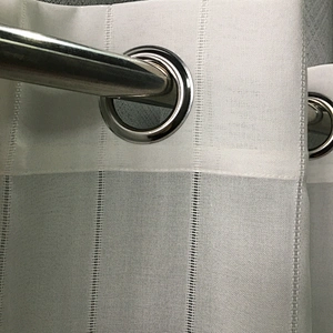 elegant style stripe linen looked polyester grommets window sheer  curtains