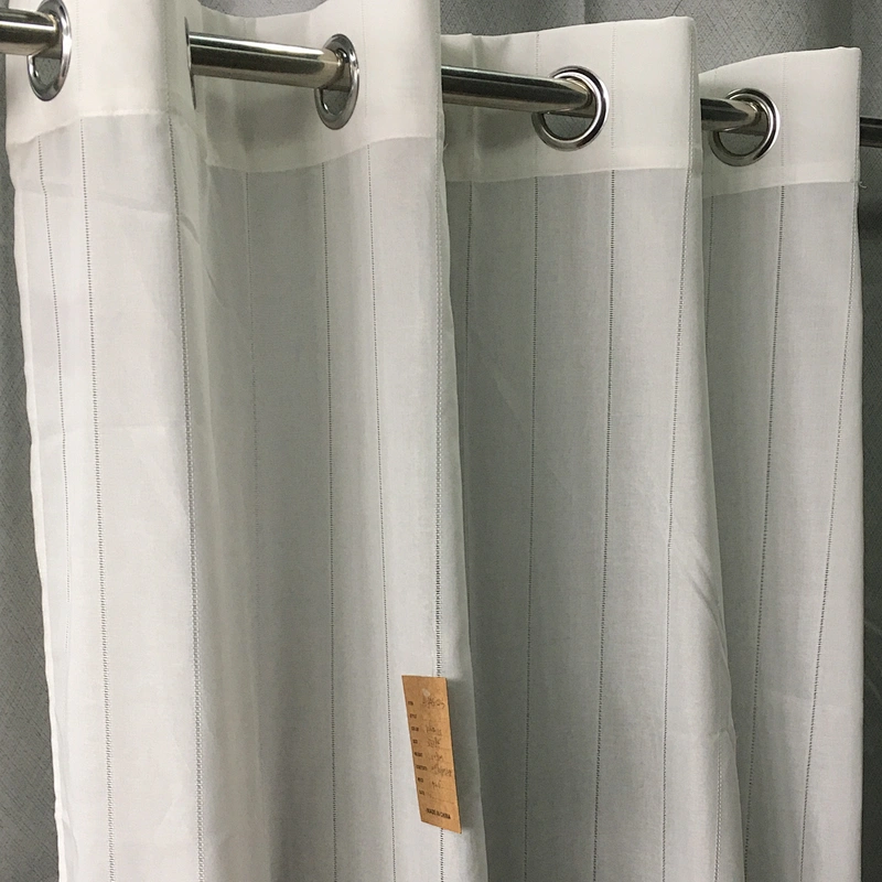 elegant style stripe linen looked polyester grommets window sheer  curtains