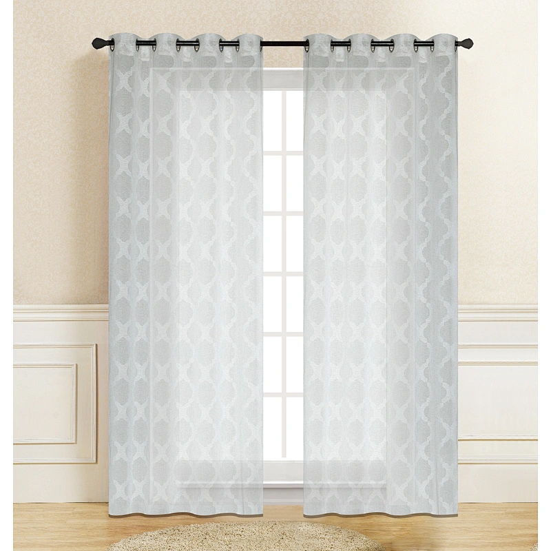 well designed fashion white flax curtain  sheer flower patten curtains from china