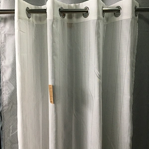 elegant style stripe linen looked polyester grommets window sheer  curtains