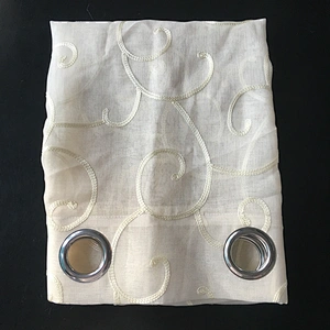 Western style decorative linen looked window sheer curtain with shinny